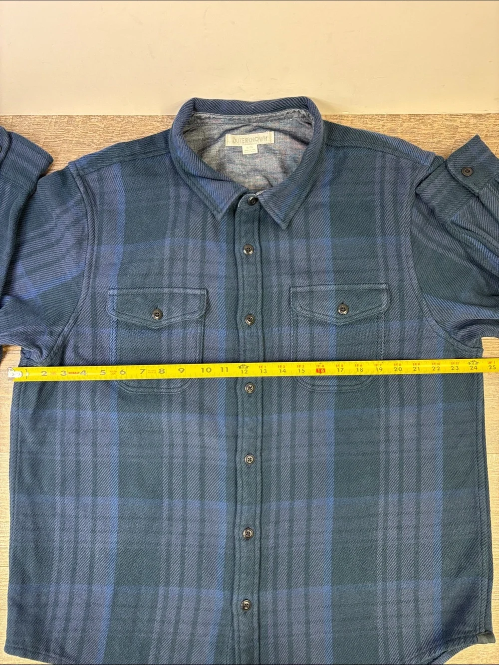 Outerknown Blanket Shirt Organic Cotton Blue Plaid Button-Up Overshirt XL